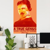 A True Genius - Nikola Tesla - Poster (Thuiskantoor)