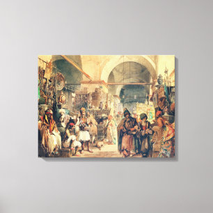 A Turkey Bazaar, 1854 (potlood & w/c op papier) Canvas Afdruk