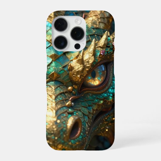 A Turquoise and Gold Dragon Mystical iPhone Hoesje (Achterkant)