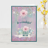 À Une Merveilleuse Carte Cactus D'Aquarelle Mère (Fleur jaune)