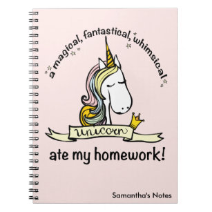 A Unicorn Ate My Homework Novelty Notitieboek