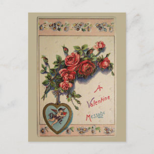 A Valentine Message Vintage Postcard Feestdagenkaart