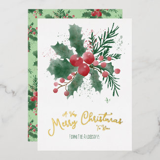 A Very Merry Christmas To You From... Watercolor  Folie Feestdagenkaart