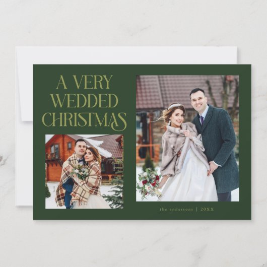 A Very Wedded Christmas Newlywed Photo Green Feestdagenkaart (Voorkant)