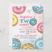 A vibrant 2nd birthday invitation with donuts.  (Devant)