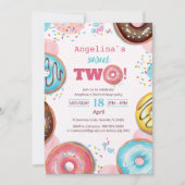 A vibrant 2nd birthday invitation with donuts.  (Devant)
