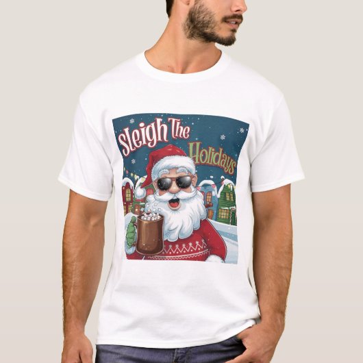 A vibrant and playful Christmas-themed T-shirt (Devant)