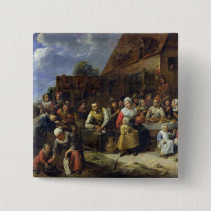 A Village Banquet Vierkante Button 5,1 Cm