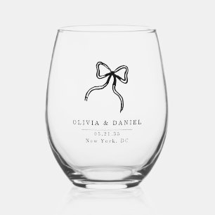 À Vin Sans Pied Elégant Bow Wedding faveur Verre