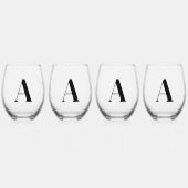 À Vin Sans Pied Élégant Monogramme noir Ensemble initial de verre  (Recto)