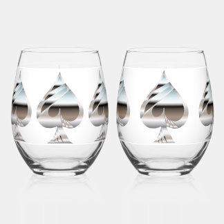 À Vin Sans Pied Jeu de Verre Argent Pique