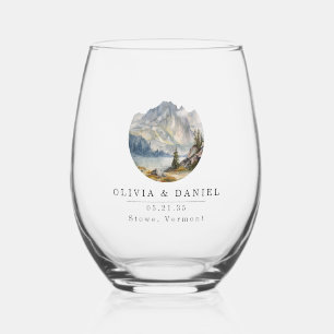 À Vin Sans Pied Mariage de montagne en faveur Verre