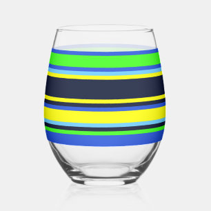 À Vin Sans Pied Verre trié - Bleu, chaux et jaune