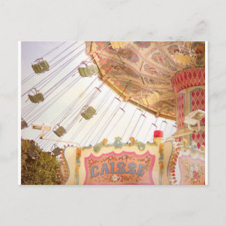 A vintage merry-go-round in Paris on postcard Feestdagenkaart