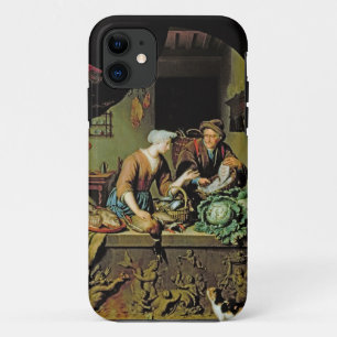 A Voman and a Fish Peddler, 1713 (olie op het pane iPhone 11 Hoesje