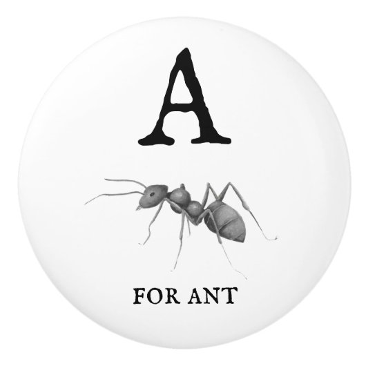 "A" voor Ant Keramische Knop (Voorkant)
