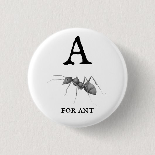 "A" voor Ant Ronde Button 3,2 Cm (Voorkant)