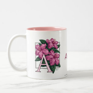 A voor Azalea Flower Monogram and Name Mok