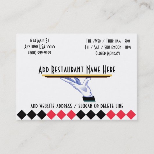 À vos cartes de restauration de service (Devant)