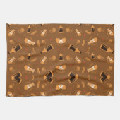 A warm brown blanket with a repeated pattern theedoek (Horizontaal)