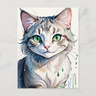 A Watercolor Cat Portrait Briefkaart