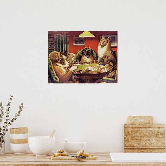 A Waterloo, Dogs Playing Poker, Poster (Keuken)