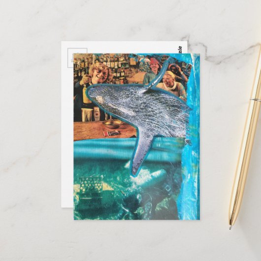 A Whale of a Time A Surreal Collage Briefkaart (Voorkant / Achterkant in situ)