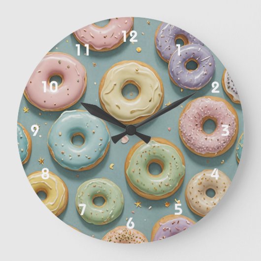 A Whimsical Pastel Donut Dream Grote Klok (Voorkant)