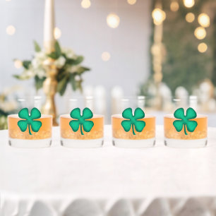 À Whisky Lucky 4 Leaf Irlandais Clover roches de verre set