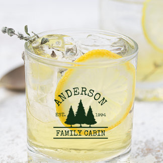 À Whisky Nom de famille Cabine Forest Green Pines Verre