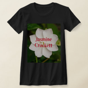 A white blooming jasmine flower with Jasmine Crock T-shirt