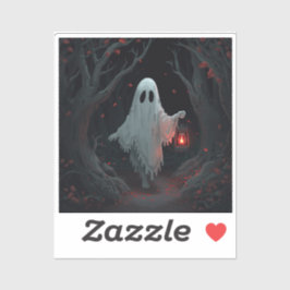 A white ghost holding a red lantern in a hamfores sticker