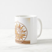 a white mug with an image of sun and moon (Devant droit)