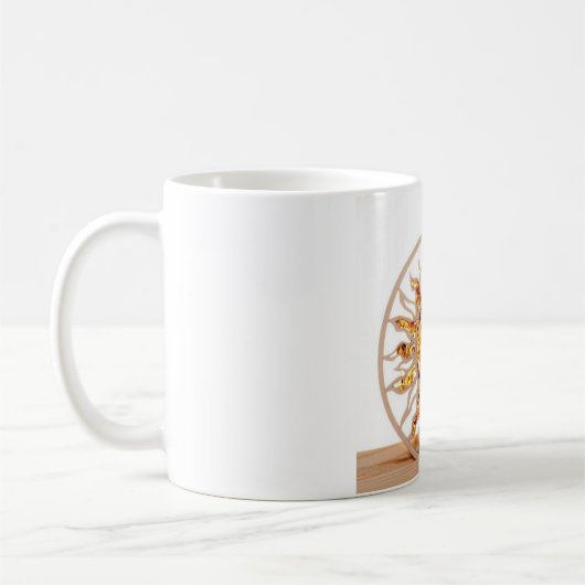 a white mug with an image of sun and moon (Gauche)