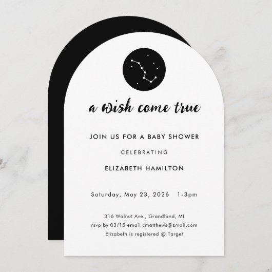 A Wish Come True Big Dipper Baby Shower Invitation (Devant / Derrière)