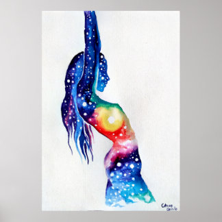 A woman and the universe inside her soul poster