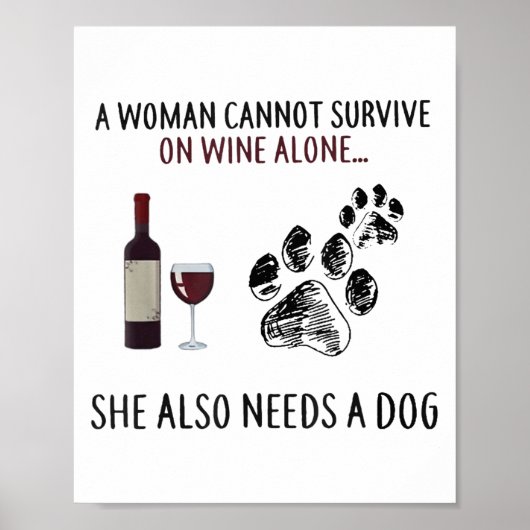 A Woman Cannot Survive On Wine Alone She Also Need Poster (Voorkant)