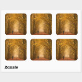 A woman walking with her dog in fall sticker (Feuille)