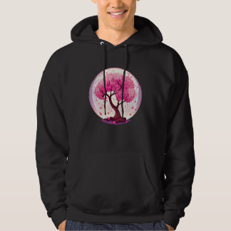 A Work of with a Geometric Cherry Blossom Tree Hoodie
