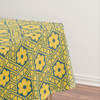 A yellow and blue Indian lattice flower pattern Tafelkleed