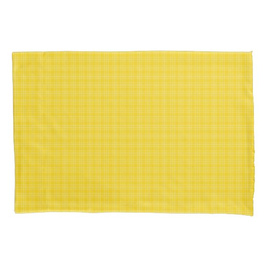 A yellow plaid fabric is shown in two images kussensloop (Voorkant)