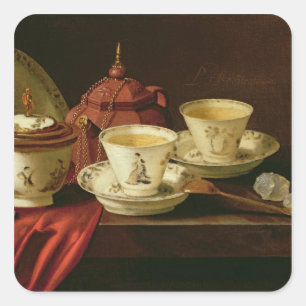 A Yixing Teapot and Chinese Porcelain Tete-a-Tete Vierkante Sticker