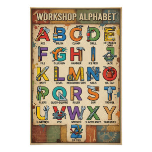 A - Z Handgereedschap Alfabet Perfect Poster