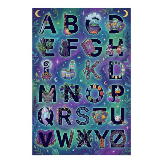 A-Z Hekserig Alfabet Poster (Zonder woorden) Perfect Poster