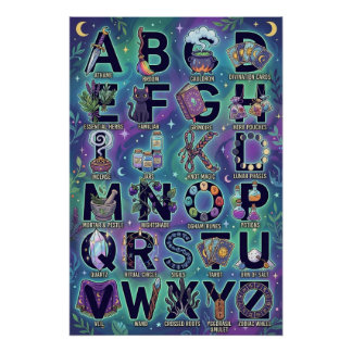 A-Z Hekserige Alfabet Perfect Poster
