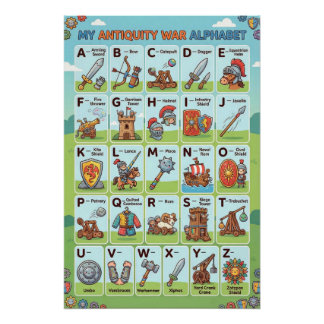 A-Z Oudheid Oorlog Alfabet Perfect Poster