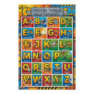 A-Z Power Tools Alfabet Perfect Poster