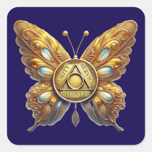 AA Symbool Munt Vlinder Vierkante Sticker