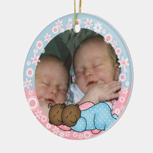 AA Twin Boy and Girl 1-kerstversiering Keramisch Ornament (Links)