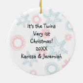 AA Twin Boy and Girl 1-kerstversiering Keramisch Ornament (Achterkant)